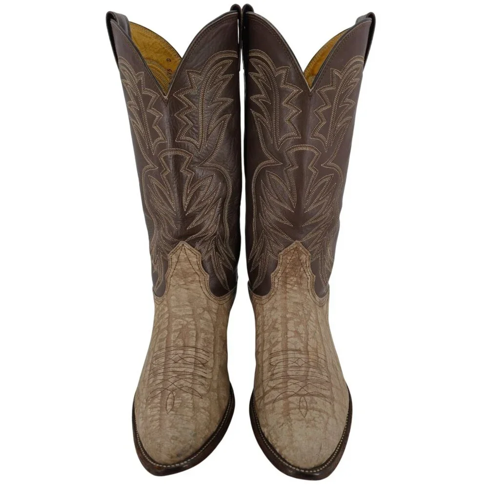 Nocona Cape Buffalo Cowboy Boots Mens size 10D Brown Tan Exotic Leather Western - Picture 6 of 16